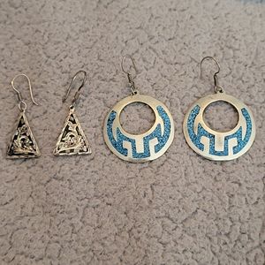Silver Made in Mexico Earrings - 2 Pair